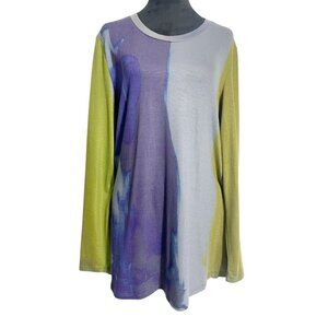 Claire Desjardins Size Medium  Top Blouse Long Sleeve Shirt Art Wear Abstract